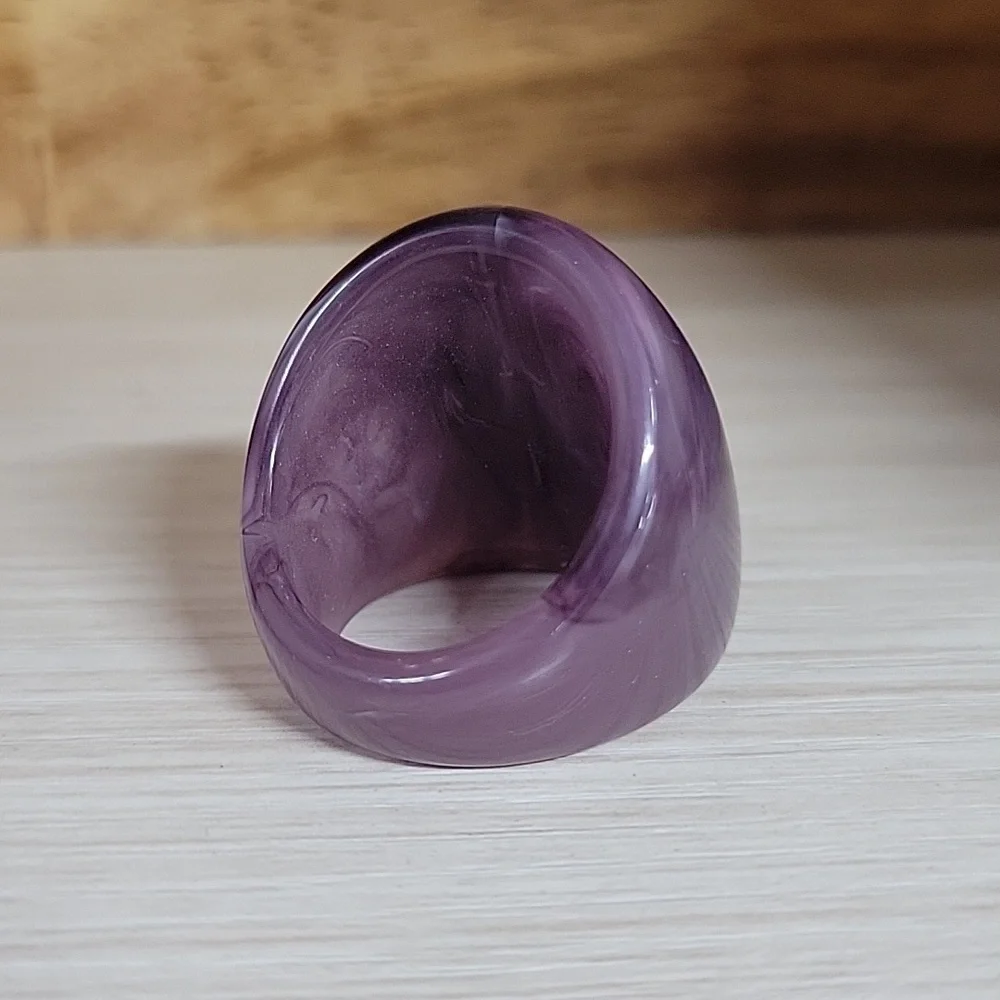 BOLD PURPLE SWIRL DOME RING, METAL FREE
